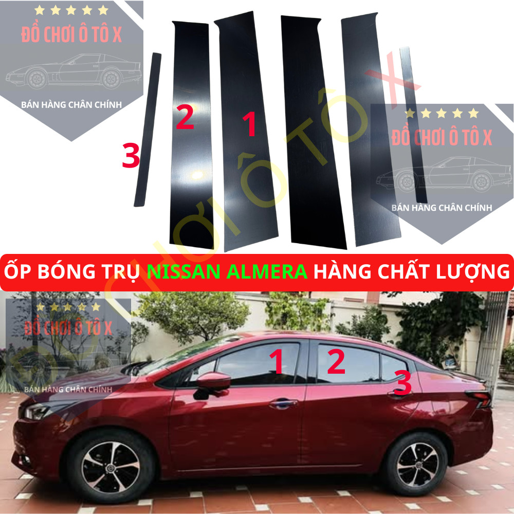 Ốp bóng trụ cửa xe NISSAN ALMERA keo bám dính tốt Hàng Chất Lượng , ốp trụ bóng NISSAN ALMERA