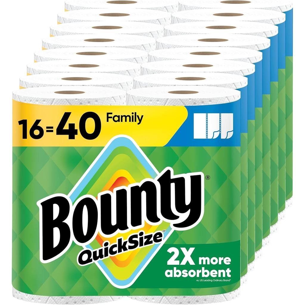 Khăn giấy Bounty Size nhanh, Trắng, 16 cuộn gia đình = 40 cuộn thông thường
