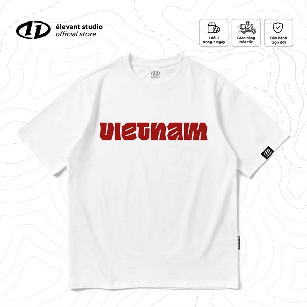 Áo Thun Typo "VIETNAM" élevant T-Shirt Việt Nam, 100% Cotton