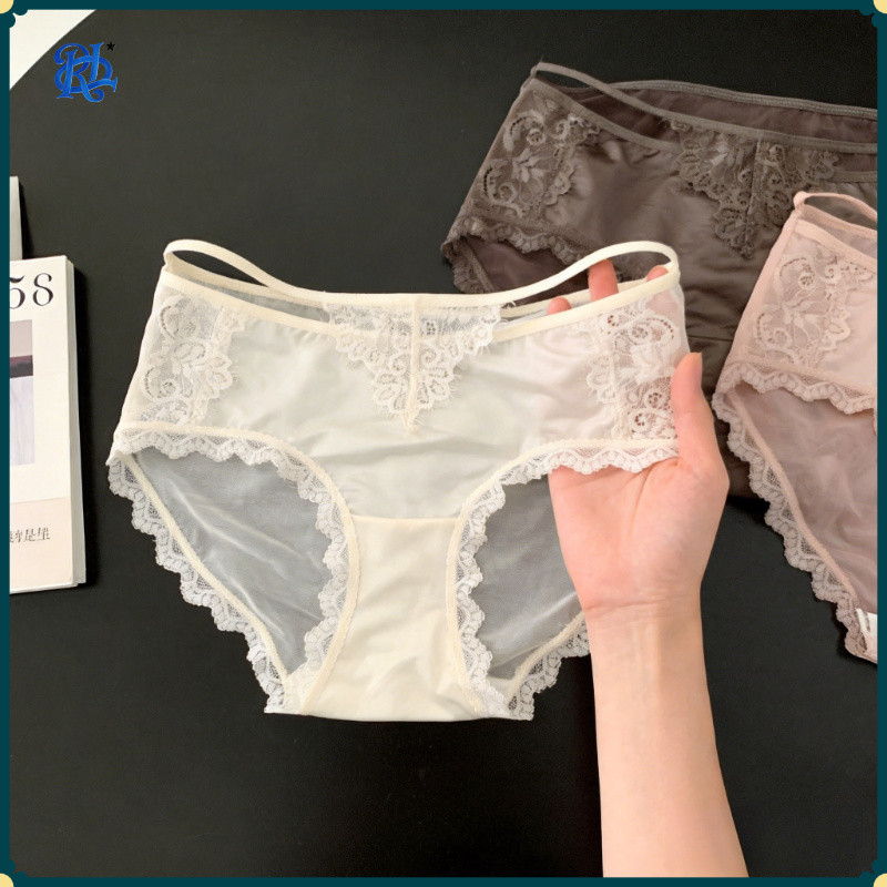 Phụ Nữ Pháp Ren Quần Đùi Giữa Tầng Dây Chi Tiết Rỗng Ra Satin Lụa Gusset Dài Hơn Gusset Gợi Cảm