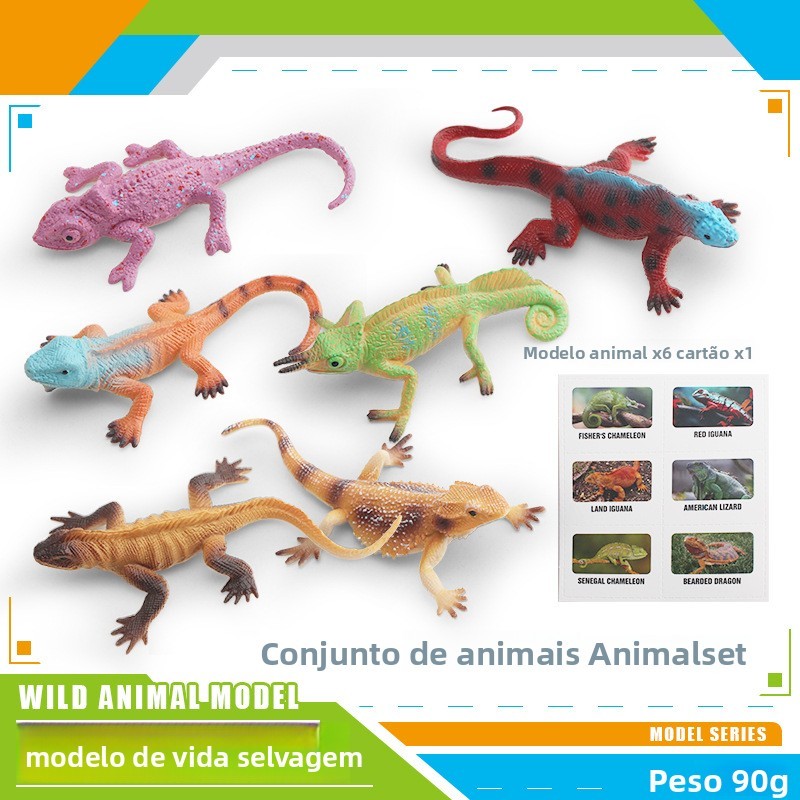 Mô hình bò sát mô phỏng dành cho trẻ em học tập: Iguana, Thằn lằn, Chameleon, Đồ trang trí rồng râu 