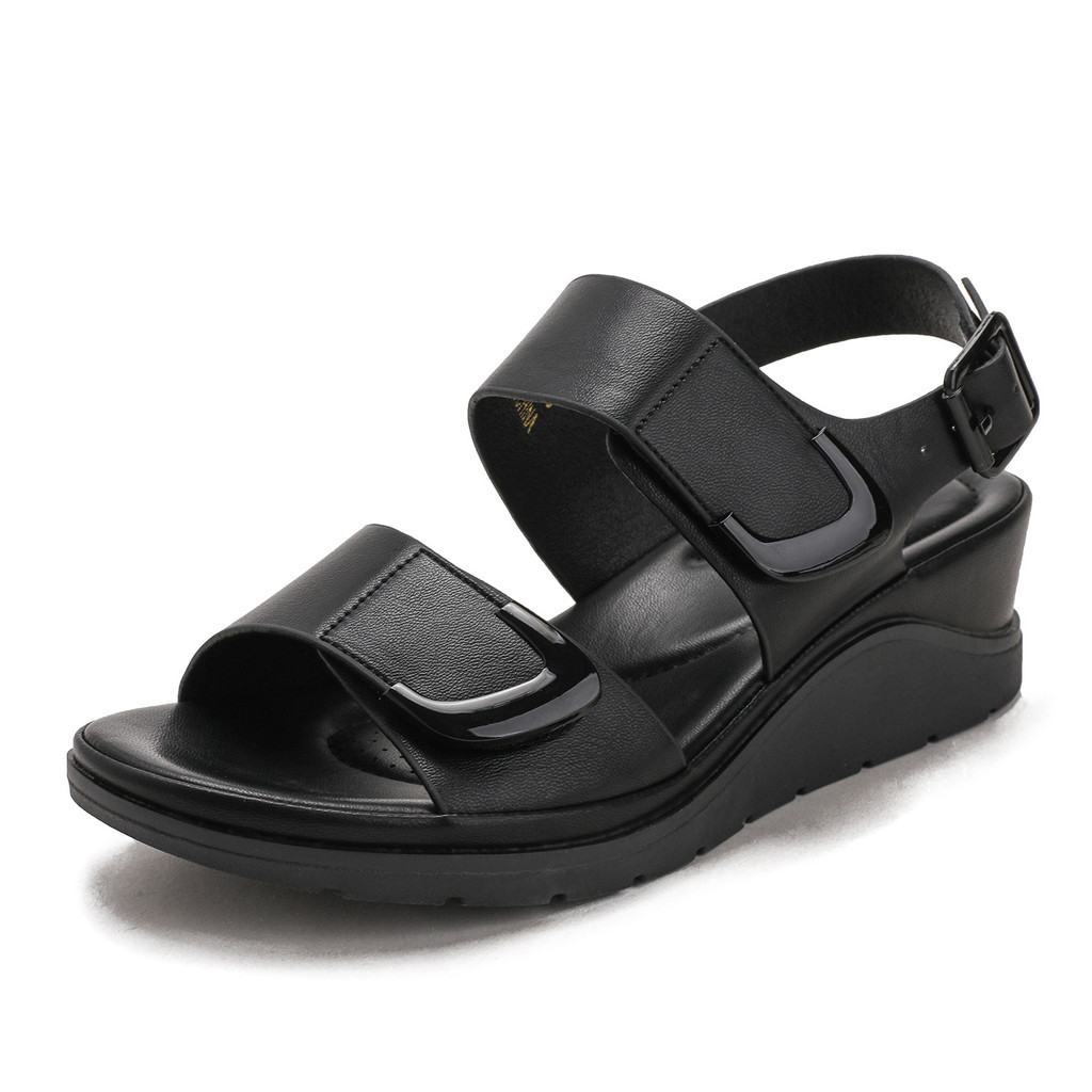 Bohemian Flat Strap Wedge Sandals Mùa hè Phong cách mới Flat Buckle Platform Sole Roman Sandals