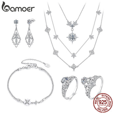 Bông tai bạc Bamoer 925 Moissanite Wedding Series Quà tặng trang sức dành cho nữ