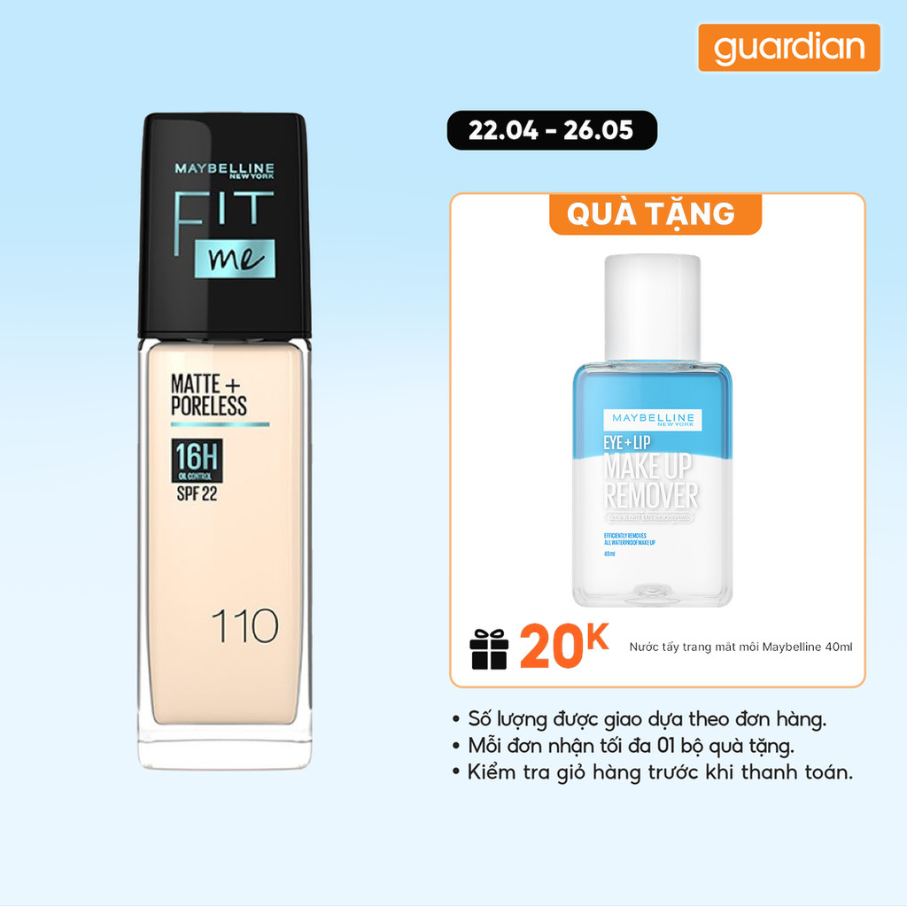 Kem Nền Mịn Nhẹ Kiềm Dầu Maybelline Fit Me Spf22 #110 Porcelain 30ml