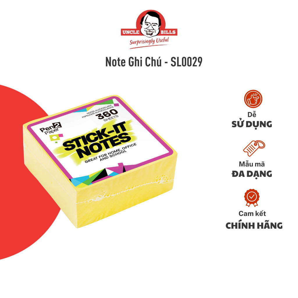 Giấy Note Ghi Chú 360 Tờ UNCLE BILLS Keo Dán Độ Bền Cao Chắn Chăn Bền Bỉ Kích Thước Nhỏ Gọn - SL0029