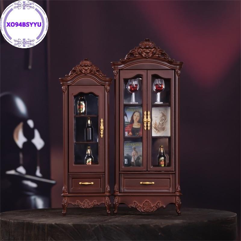 Xo94bsyyu 1 / 12 Nhà Búp Bê Vintage Mô Phỏng Tủ Bảo Quản Hiển Thị Tủ Mô Hình Búp Bê Nhà Phòng Khách 