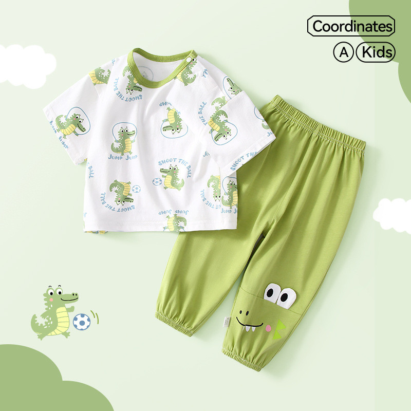 Baby Short Sleeve Trousers Suit Boys' Summer Thin Cotton Baby Girls' Clothes Half Sleeve Children's 
