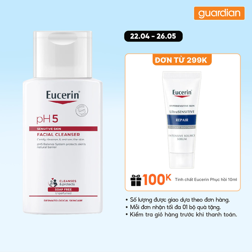 Sữa Rửa Mặt Cho Da Nhạy Cảm Facial Cleanser PH5 Sensitive Skin Eucerin 100Ml