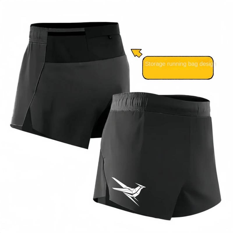New Marathon Running Exercise Shorts Professional-Grade Back Waist Pocket Four-Corner Lined Short Ru
