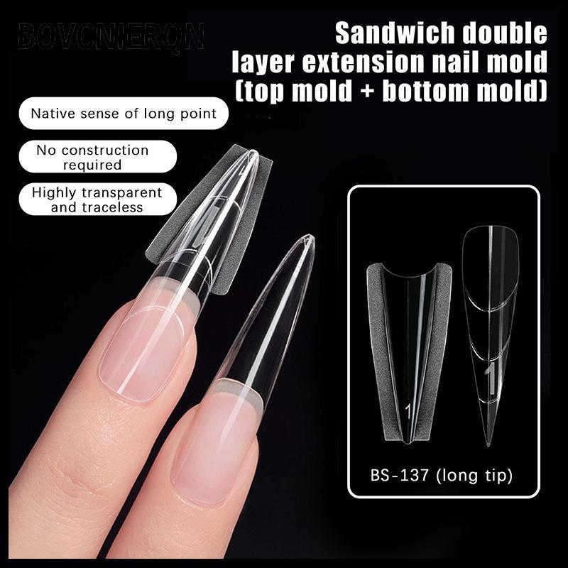 Tn Sandwich Dual Nail Forms 240pcs 15size Extensions-Dual Forms Coffin Almond Nail Forms Top Mold Bo