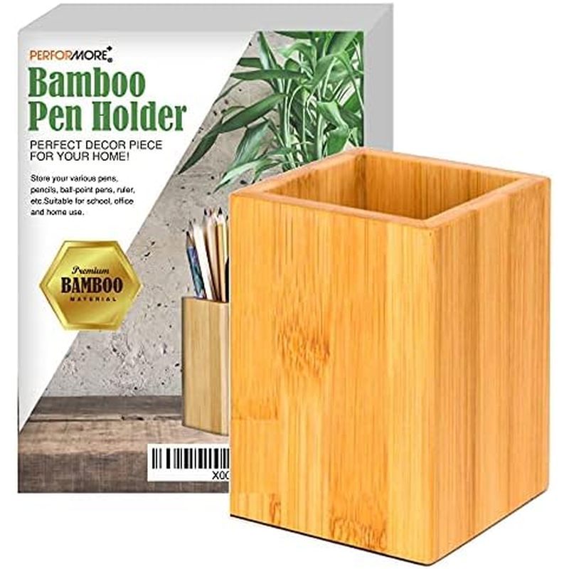 Eco-Friendly Bamboo Pen Holder | Minimalist Wooden Pencil Cup | Natural Desk Organizer Box for Offic