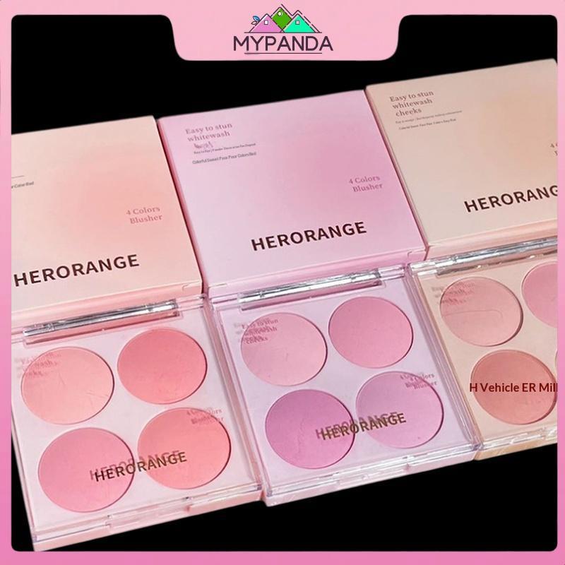 MYPANDA HERORANGE Bộ trang điểm phấn má hồng 4 màu Hỗn hợp màu sắc ấm áp Matte Cheek Powder Facial B