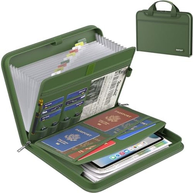 ckets Document Organizer with Handle & Labels, Portable Home Travel Safe Storage for Letter A4 Files
