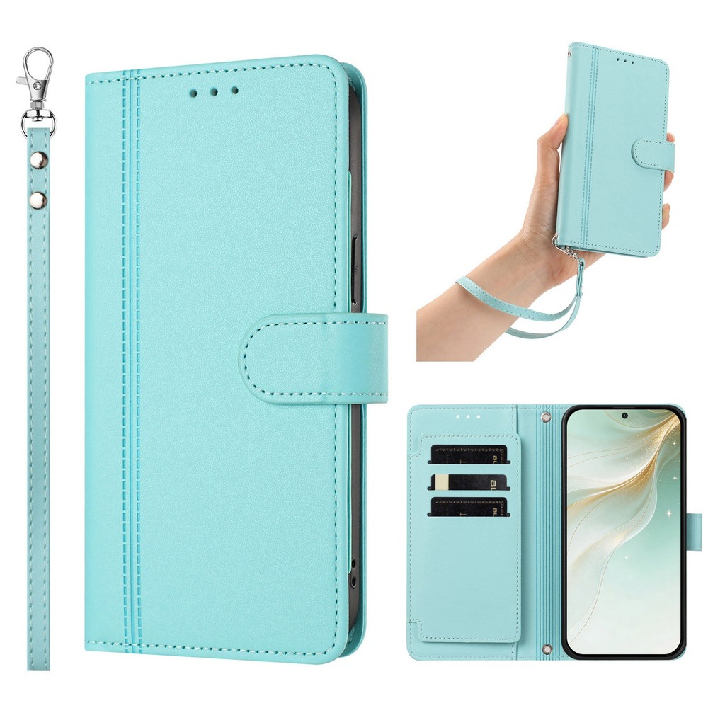 ZTE Nubia P7 P9 Pro V80 Max Focus 2 Air Z80 Ultra Calf Blade A76 Ví Màu Nguyên Chất Flip Case 9 Thẻ 