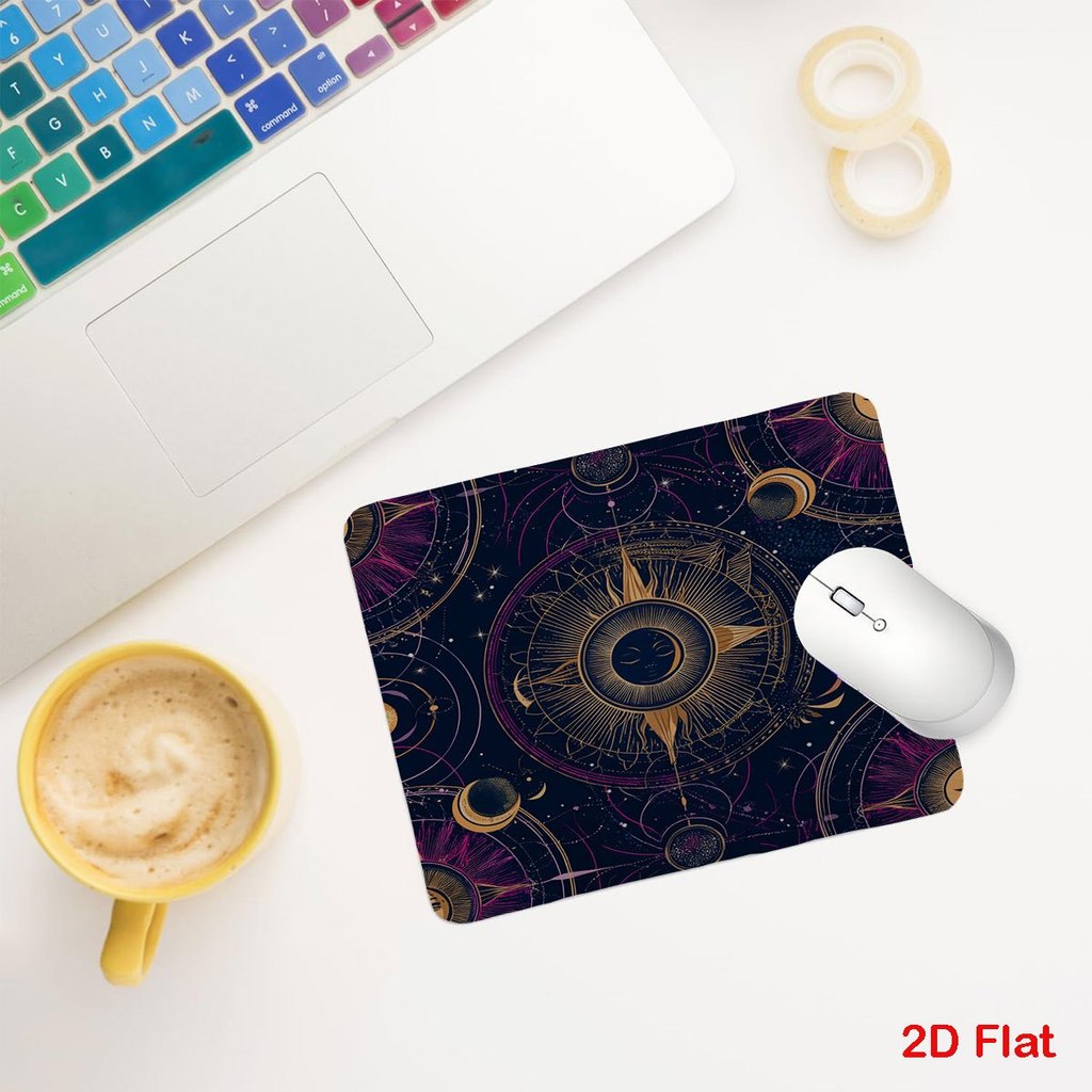 JIT 1 Tấm lót chuột chống trượt phong cách vũ trụ JIT 1PC Golden Sun Moon Galaxy, Trang trí máy tính