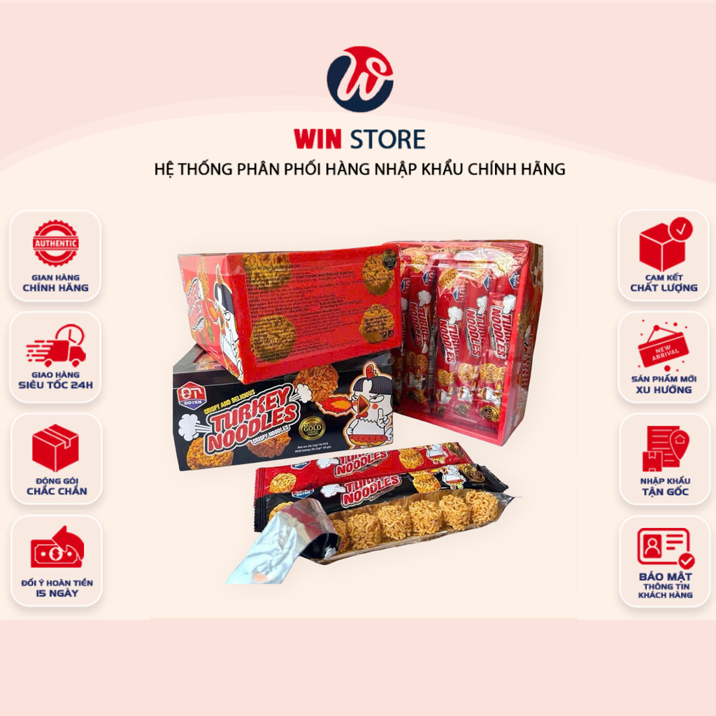 [HỘP 30 GÓI] Mì Tôm Ăn Sống Turkey Noodles Vị Gà Cay Thái Lan 20g - Hộp 30 Gói