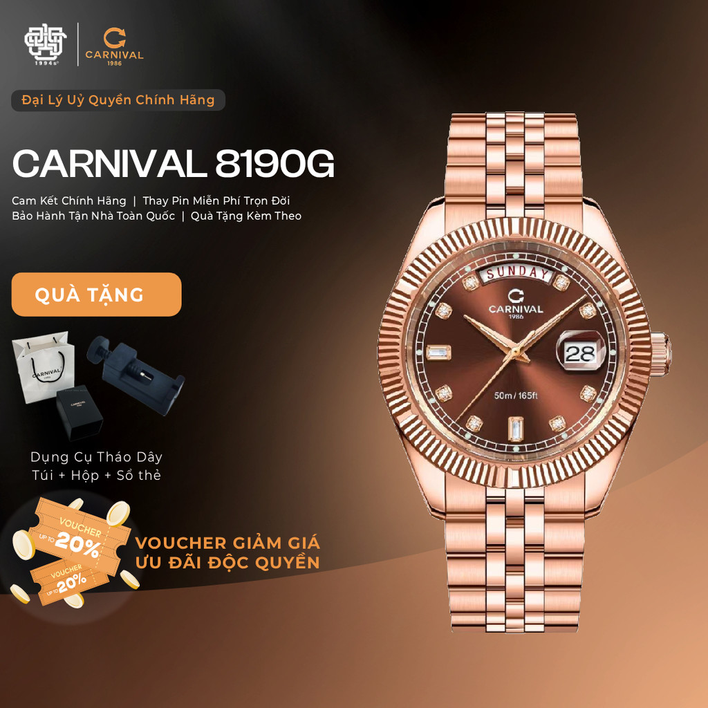 Đồng Hồ Nam Carnival 8190G-VH-N Quartz  Hàng Chính Hãng 1994s WATCH