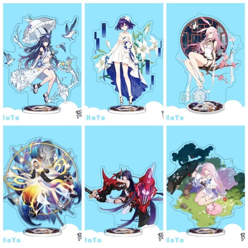 Standee Honkai Impact 3rd Mô Hình Mica Trang Trí Bàn Học Nhân Vật Elysia Raiden Mei Seele Yae Sakura