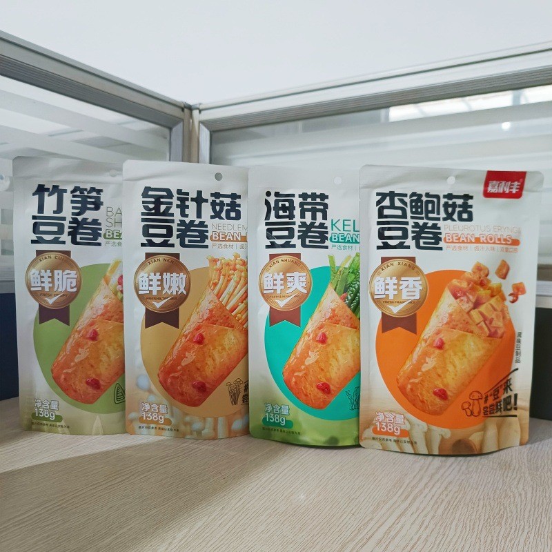 Jialifeng King Oyster Mushroom Bean Roll Kelp Bean Roll Kim Vàng Nấm Đậu Cuộn Tre Bắn Đậu Cuộn 138g 