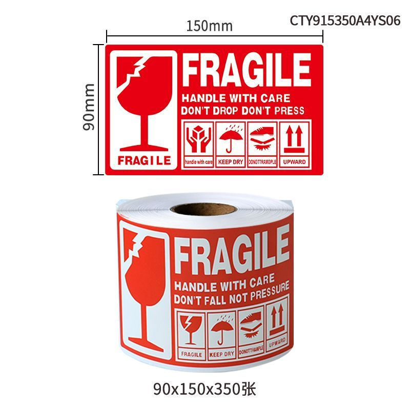 TB Spot Goods#Fragile label sticker Handle items with care, fragile, do not crush, anti-warning, for