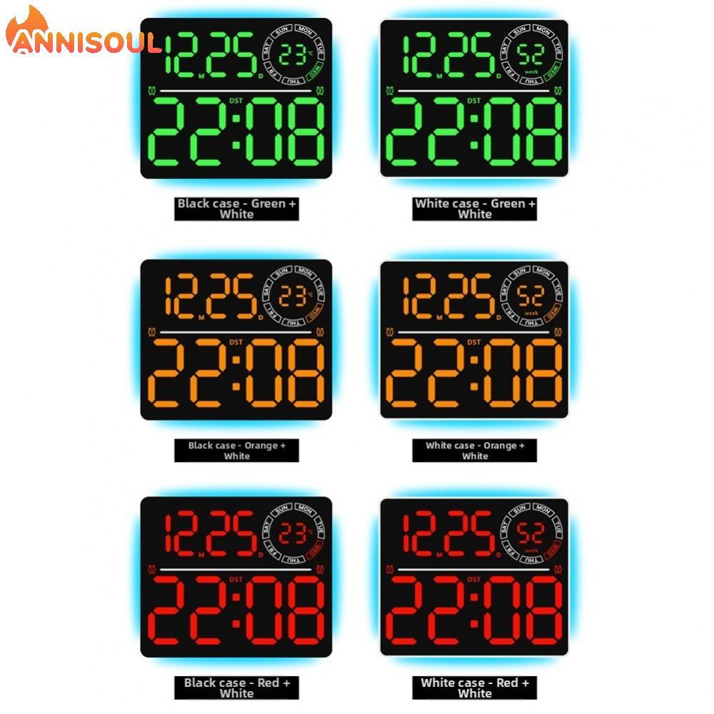 [NISO]LED Wall Clock for Living Room - Temp Display Week Number 8 Color Ambient Light