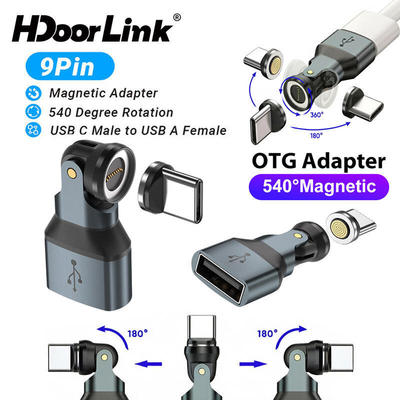 HdoorLink Từ Loại C Sang USBOTG Adapter 9Pin Xoay USB C Nam Sang Nữ Sạc Nhanh Bộ Chuyển Đổi Dữ Liệu