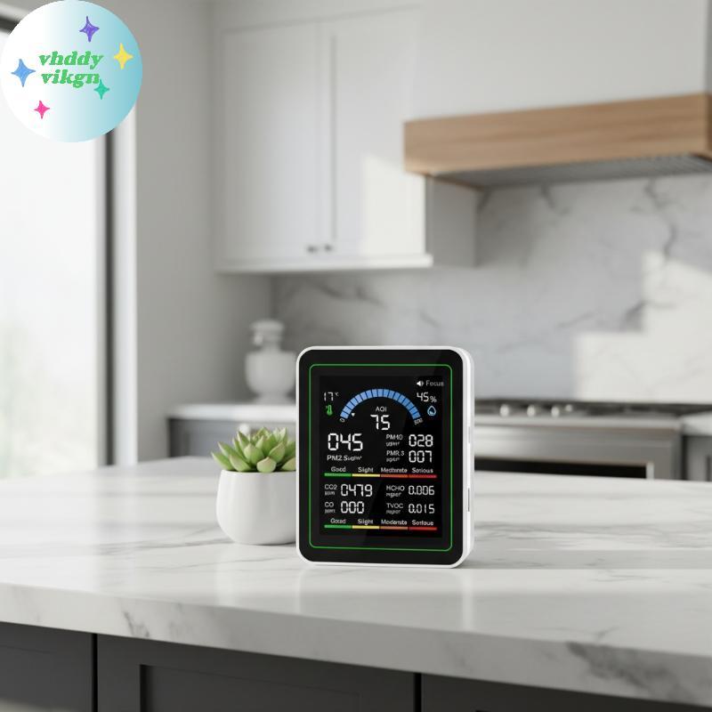 VHDD Smart Home Máy dò chất lượng không khí CO2 10 trong 1 PM03 PM10 PM25 HCHO TVOC Màn hình để quan
