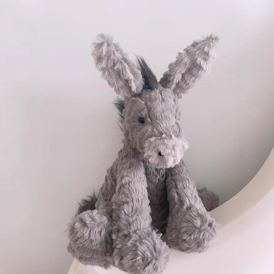 Wavy-haired donkey plush toy, same style as Zhao Lusi's, soothing and soft stuffed animal
