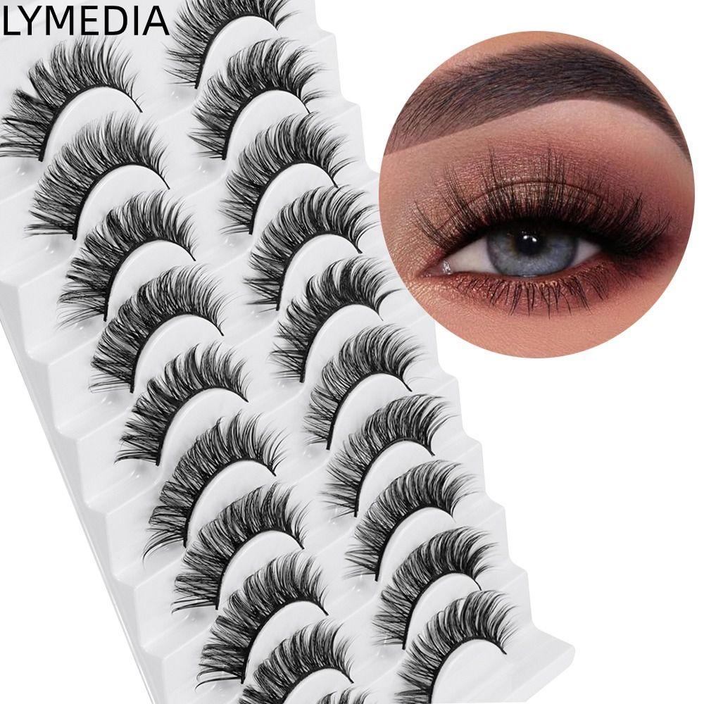 LYMEDIA Lông mi chồn giả, Lông mi giả thủ công không tàn nhẫn, Thời trang nữ Full Strip Natrual dài 