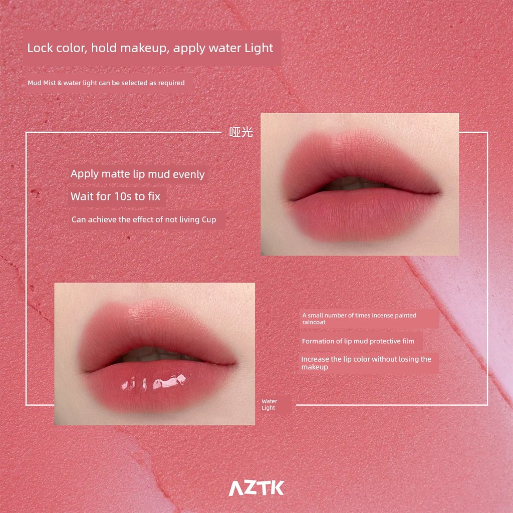 son mezzy son lì không trôi chính hãng [Nâng cấp hoàn toàn mới] AZTK Hai đầu Lip Glaze Giữ trang điể