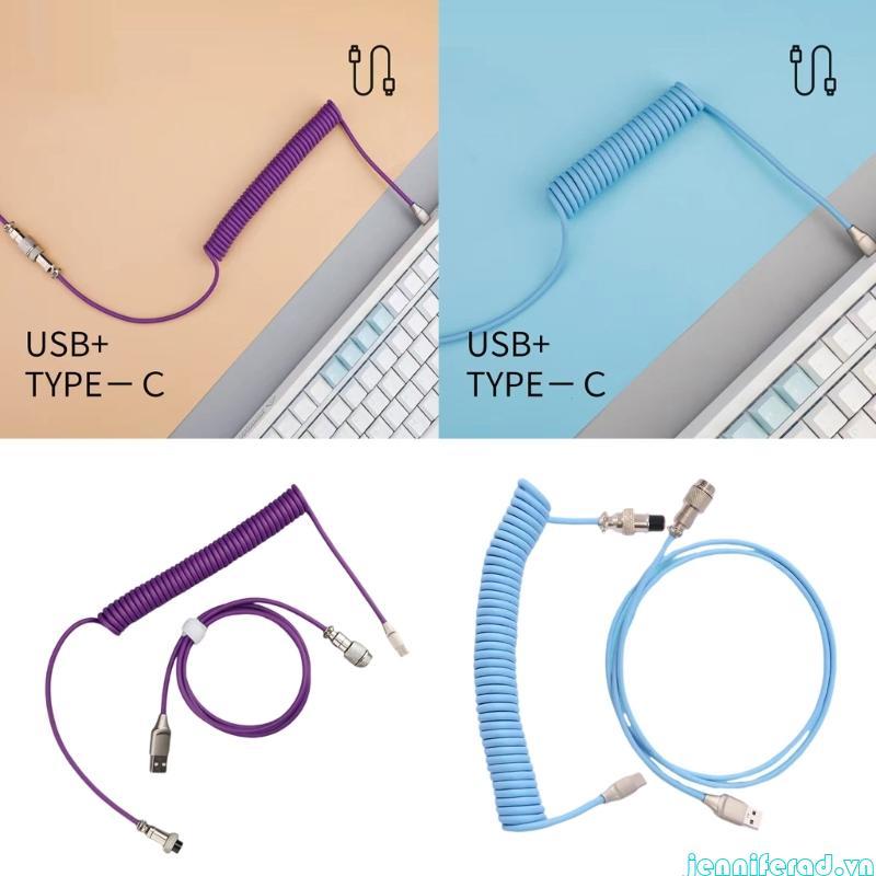 Bàn Phím Cơ jenniferad Cáp Cuộn Dây USB Loại C Aviators Kết Nối Cáp Lò Xo USB