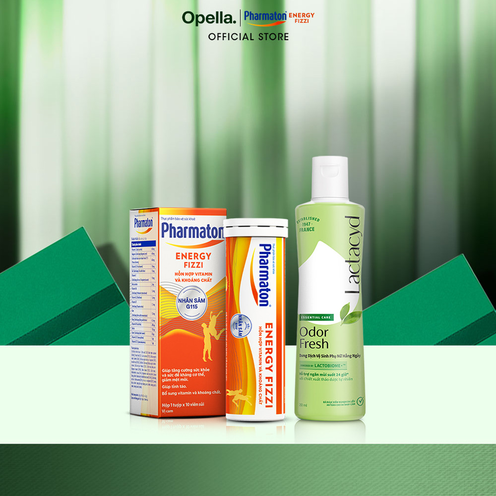 Bộ 1 DDVS phụ nữ Lactacyd Odor Fresh 250ml + 1 Thực phẩm bảo vệ sức khỏe Pharmaton Energy Fizzi