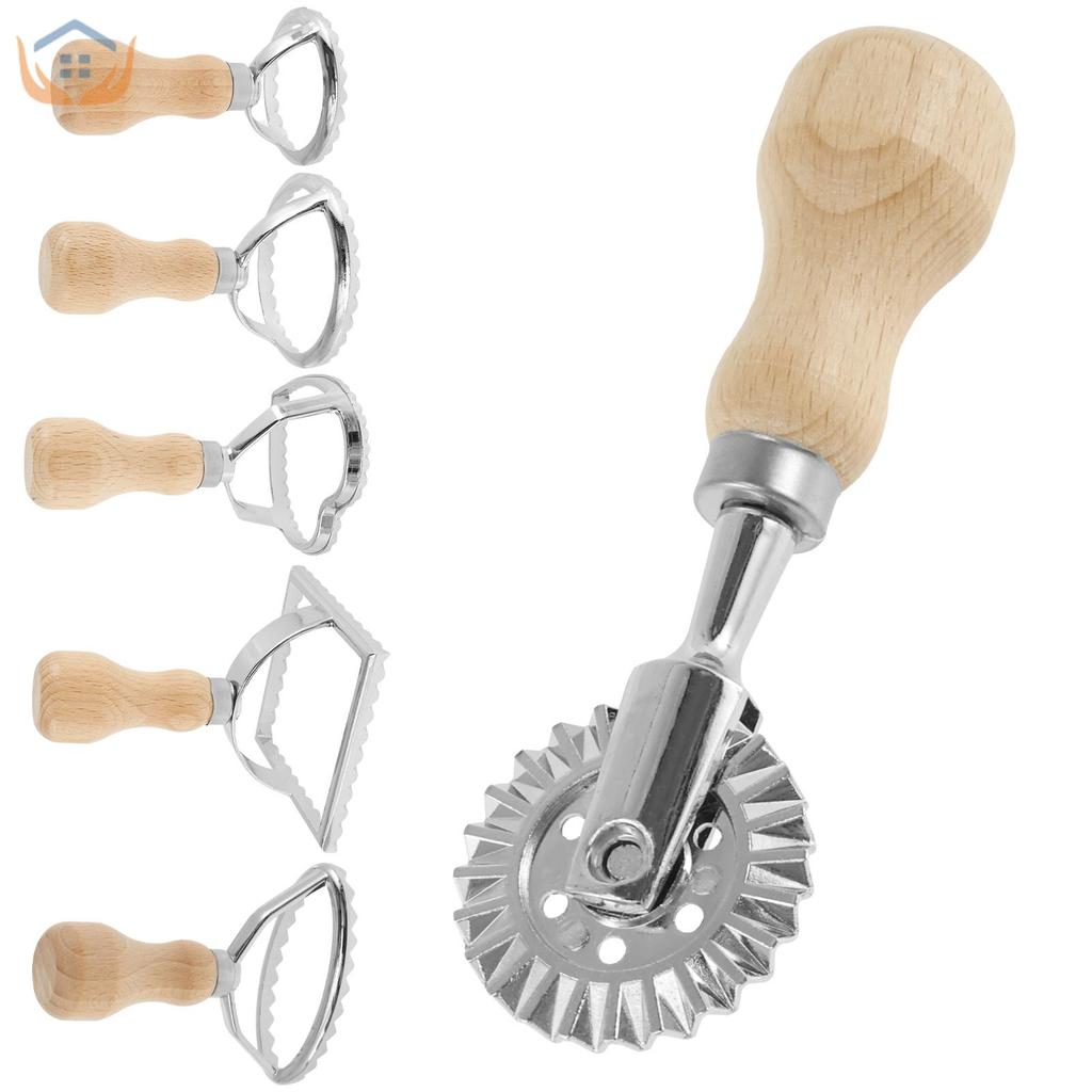 6 Chiếc Ravioli Pasta Cắt Bánh Xe Bộ Ravioli Tem Máy Cắt Với Con Lăn Bộ Bánh Xe Ravioli Máy Cắt Có T