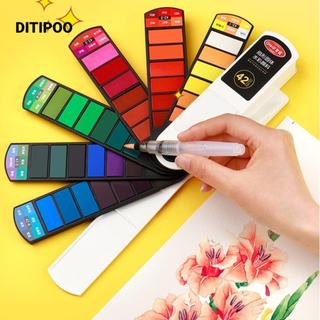 Bộ Sơn Màu Nước DITIPOO, với Bút Cọ Nước Gấp Màu Nước Sắc Tố, Di Động Chắc Chắn 18 / 24 / 36 / 42 Màu Bộ Tranh Sơn Dầu Nghệ Thuật Supplie