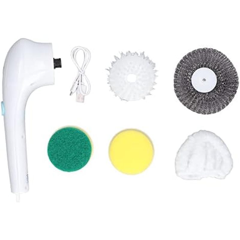 TOPINCN Electric Brush, Tools Brushes Handheld Cordless Rechargeable Spin Scrubber with 5 Brush Head
