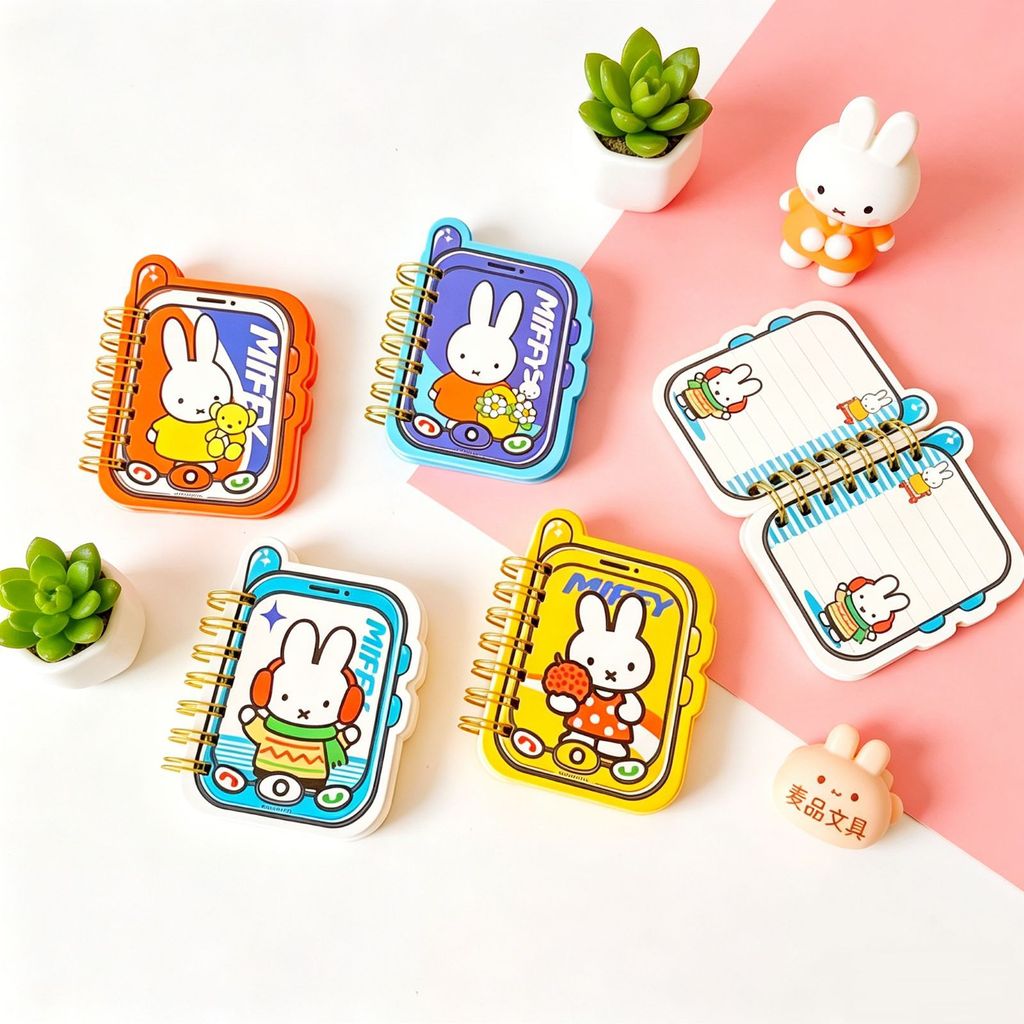 2026 Miffy Thỏ Văn Phòng Phẩm Miffy Thỏ Hình Điện Thoại Di Động Bỏ Túi Notepad Miffy Thỏ Màu Trang M