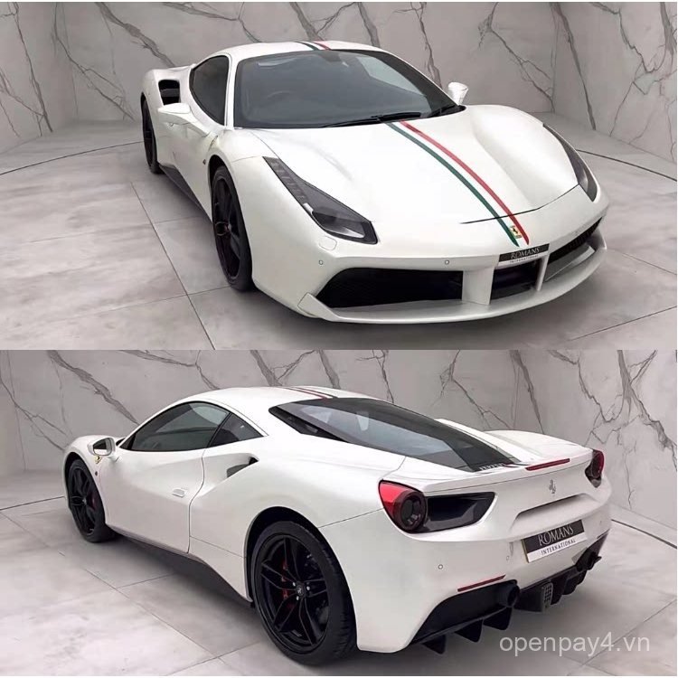 Ferrari 488 GTB Vỏ động cơ ô tô thể thao Ý Ba màu Nhãn dán sửa đổi độc đáo 458 Nhãn dán trang trí