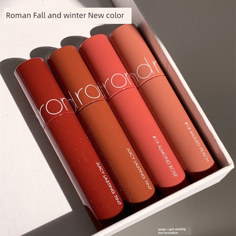 son romand gloss son romand chính hãng Nước ép Romand Lip Glaze No. 18 19 Thu Đông Màu Mới Nhung Mat