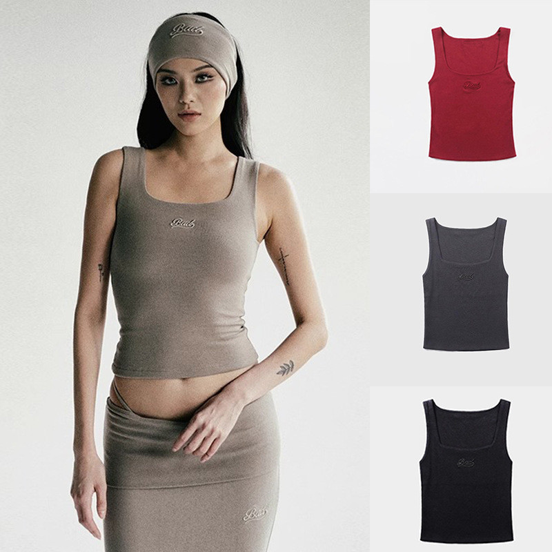 Hàn Quốc Áo Vest Sling Nữ Màu Trơn Ngắn, Just Fit