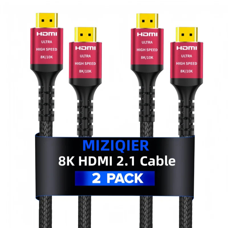 Cáp MIZIQIER 2 Gói 8K HDMI 2.1 Tốc Độ Cao 48Gbps Dây bện hdmi-8K60Hz 4K120Hz Tương Thích cho PS5 / P