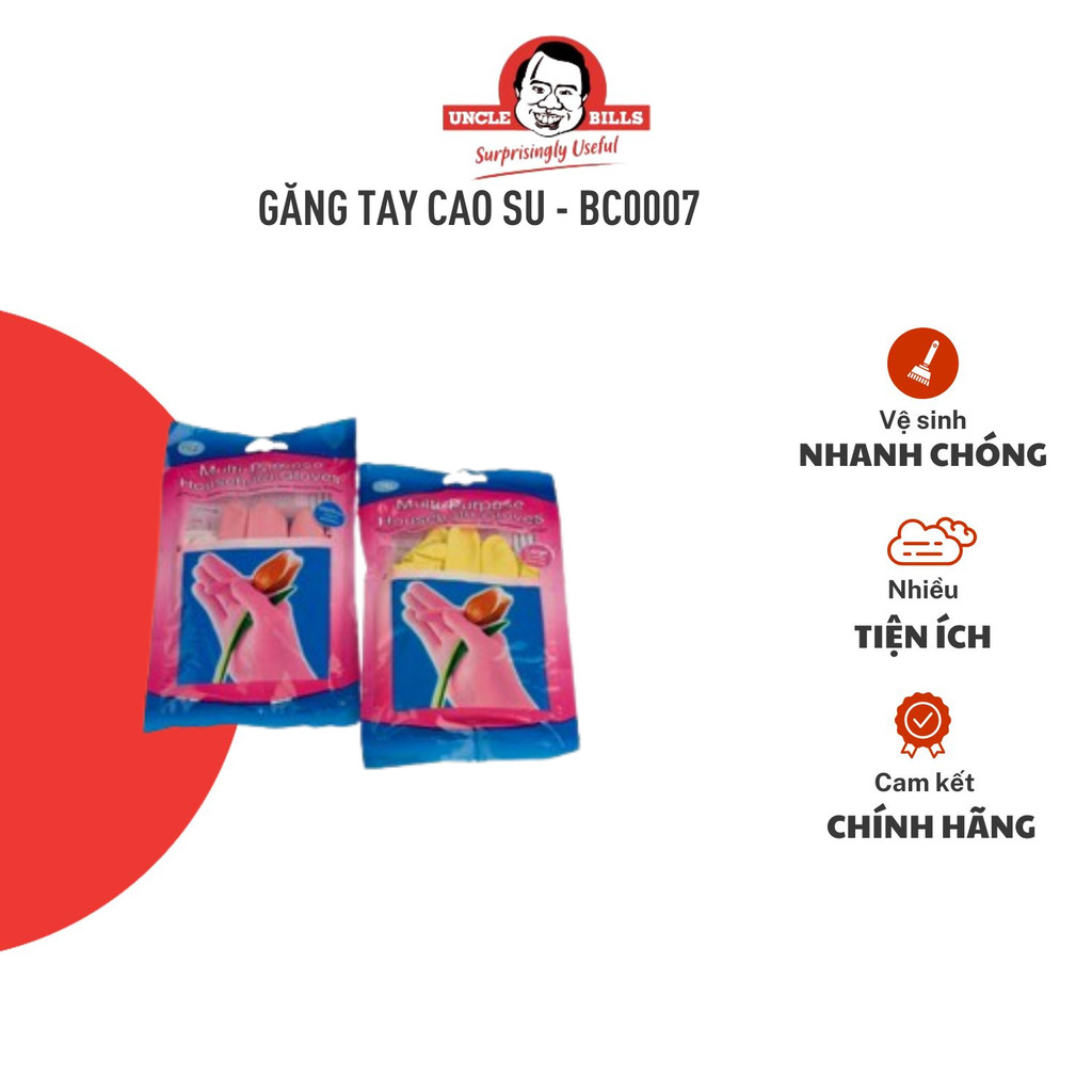 Găng Tay Cao Su UNCLE BILLS Chống Khuẩn Tốt, Thiết Kế An Toàn Chống Trơn Trượt - BC0007