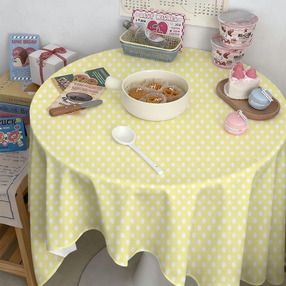 Khăn trải bàn nhung chấm bi lớn Hàn Quốc 90x60 120x80 Ins Bàn cà phê che bụi trang trí