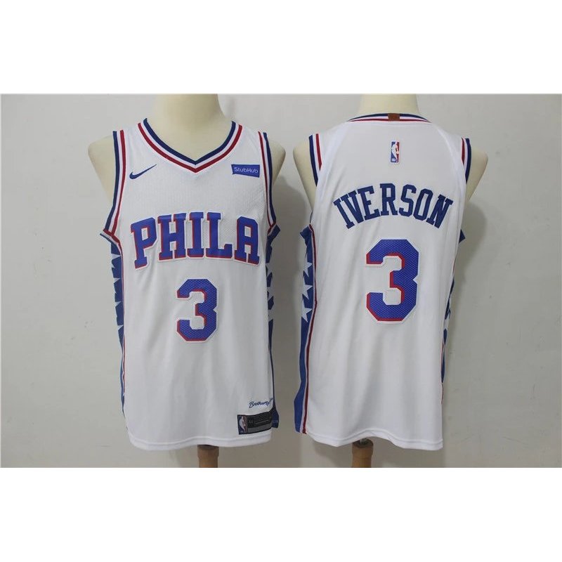 Mùa mới Áo Jersey Philadelphia 76ers thêu tên Allen Iverson và số đội hàng đầu