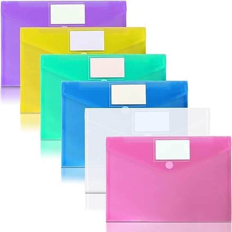 11 Pack Plastic Poly Filing Envelopes, Clear Document Folders US Letter A4 Size File Envelopes with 