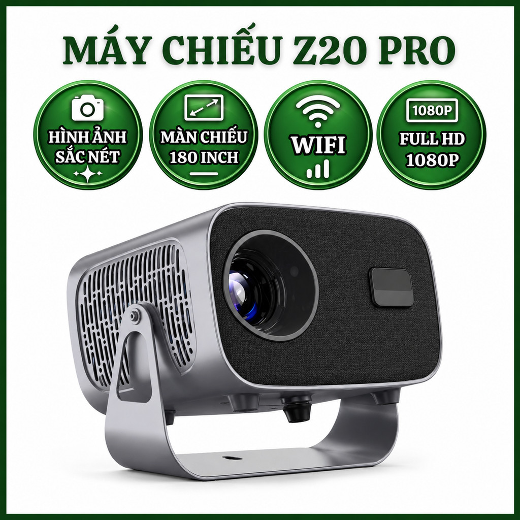 Máy Chiếu Z20 Pro – Màn Chiếu 180 Inch, WiFi 5G, Bluetooth, Android 11, Giải Trí Đa Phương Tiện Hiện