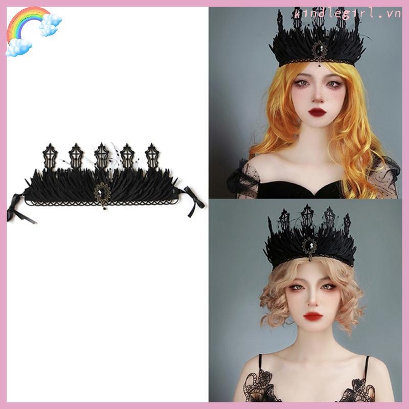 Vua Goth Vương Miện Phù Thủy Vương Miện Mũ Đội Đầu Nữ Hoàng Đen Vương Miện Goth Nữ Hoàng Tiaras Goth