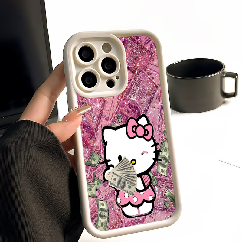 Ốp Lưng cho OPPO A9 2020/A5S/A3S/A3X/A5 pro/A15/A16/A16K/A17 Hello Kitty Tiền Đô Hồng TPU Soft Shell