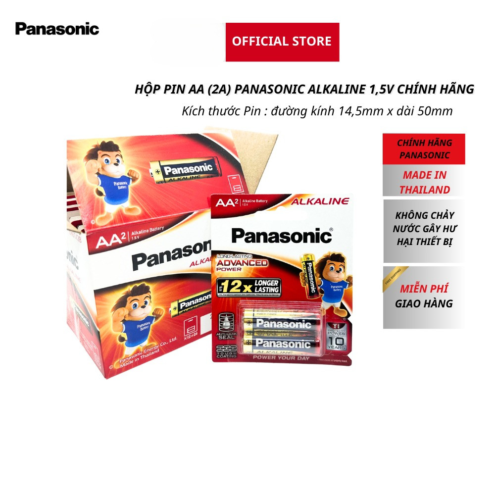 Hộp 24 Viên ( 12 Đôi ) Pin AA , AAA Panasonic Alkaline LR6T/2B , LR03T/2B 1,5V - Hàng chính hãng