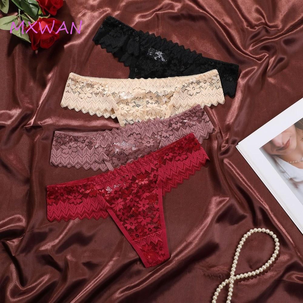 MXWANXI Ren Hoa Nữ Thông, Sheer Ren Trong Suốt Sheer Lưới Ren Quần Đùi, Hoa T-Back Quần Lót Thân Thi