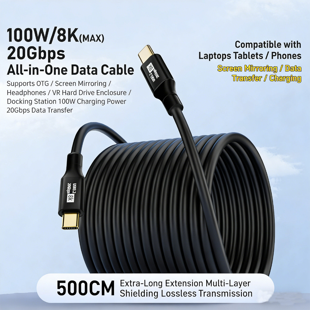 Cáp KAIYUE USB 3.2 Type-C sang Type-C PD 100W 20Gbps 8K @ 60Hz Dây dữ liệu Emark USB C Dây sạc nhanh